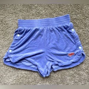 Nike Retro Femme Terry Towelling Snap Button Shorts in Purple Size Small